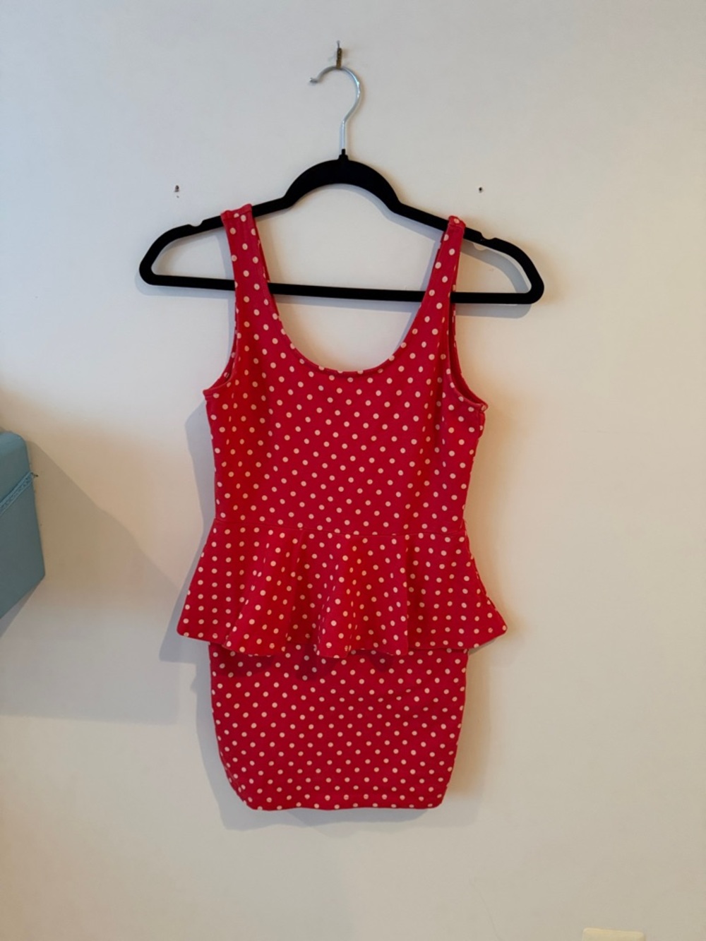 Forever 21 Red Polka Dot Peplum Bodycon Dress